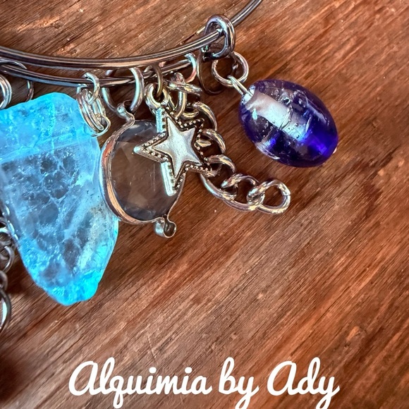 AQUAMARINE CHARMS BOHEMIAN BRACELET - Picture 3 of 5